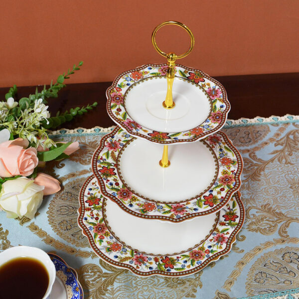 3-Tier Floral Cupcake Stand Bone China - Image 6
