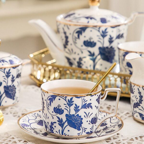 Classic Blue-and-White English Tea Set Porcelain Teapot Set - Image 3