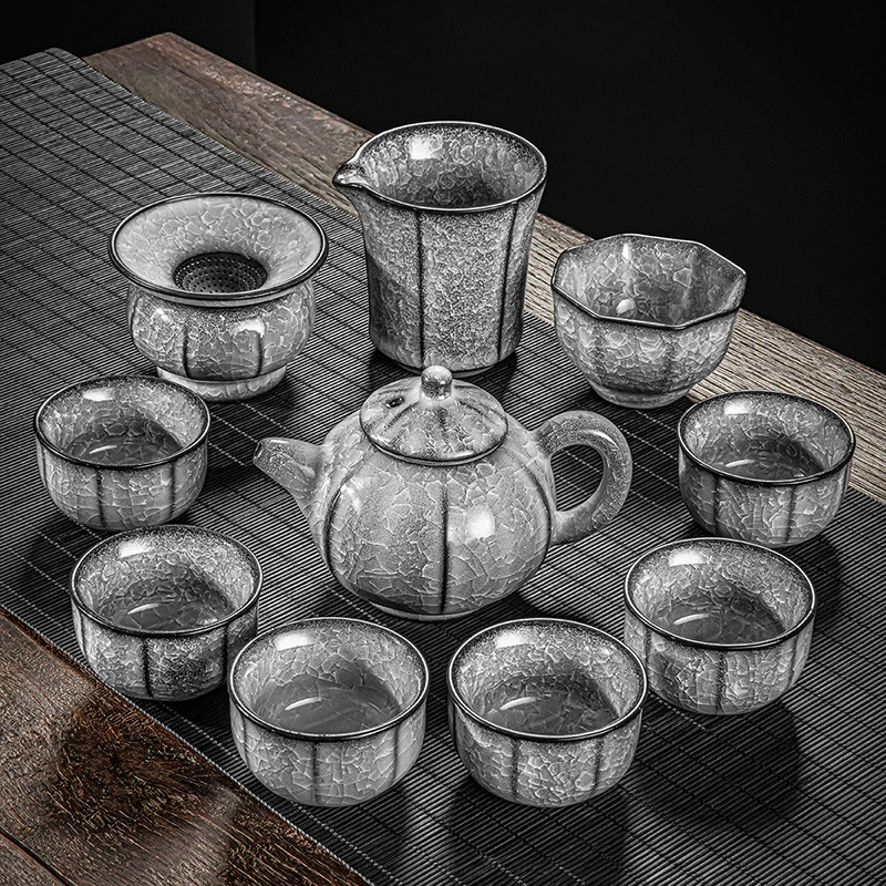 Black Ice Chinese Kung Fu Tea Set Porcelain