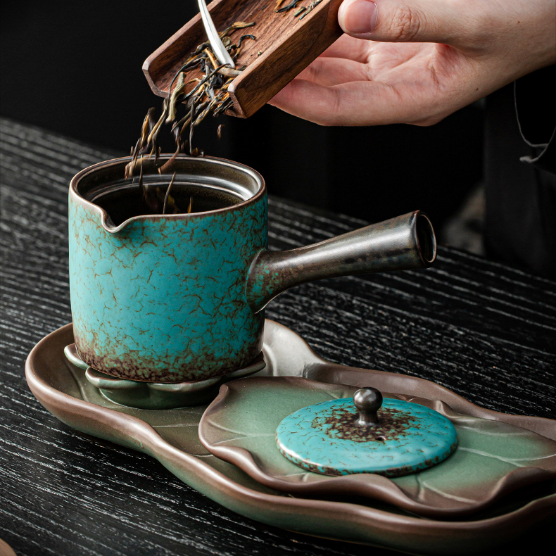 Green Lotus Japanese Tea Set for 2 with Tray - Image 2