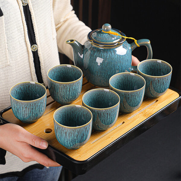 TSB0BB006 8 Kiln Change Chinese Gongfu Teapot Set Porcelain