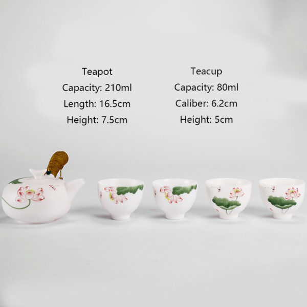 TSB0BB009 v4 Lotus Side-handle Gongfu Teapot and Cup Set 7 Oz