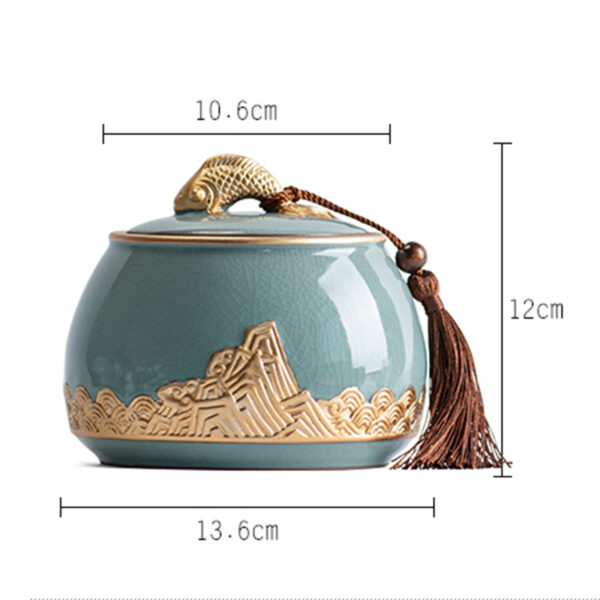 TSB0BB012 8 Chinese Waves Tea Caddy Loose Tea Tin Storage Canister