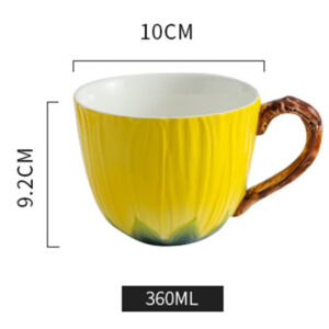 TSB10BB002 d4 Sunflower Mug with Lid Hand-painted Ceramic Cup