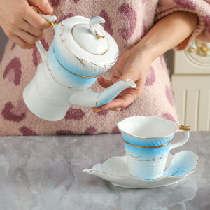 TSB10BB005 D3 Feather Enamel Tea Set Porcelain Coffee Set