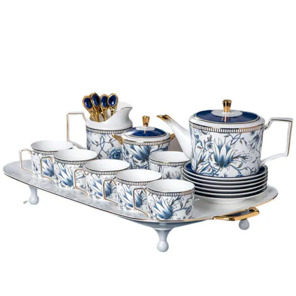  Blue Tea 3種せっと Yucca Bone China English Tea Set Blue and White - Teasetbox.com