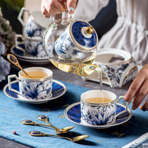 TSB11BB001 D6 Vintage Blue White English Tea Set Bone China