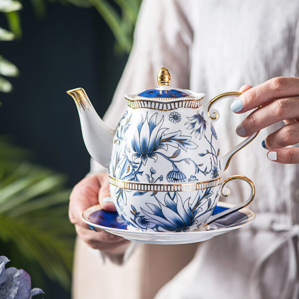 TSB11BB002 2 Vintage Blue White Tea Set for One Porcelain