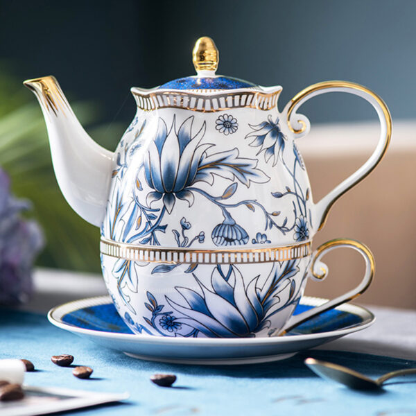 TSB11BB002 F Vintage Blue White Tea Set for One Porcelain