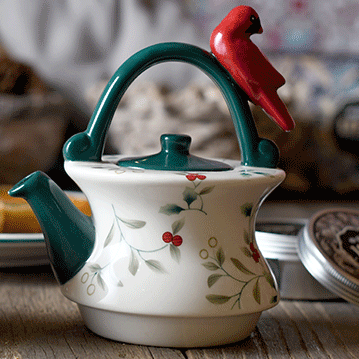 TSB11BB004 3 Green Berry Tea Set for One Porcelain