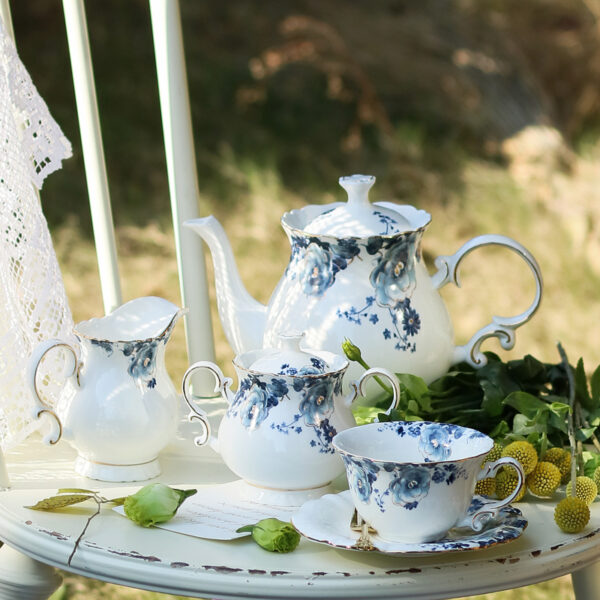 TSB11BB005 2 Blue Floral Tea Set Porcelain Coffee Set