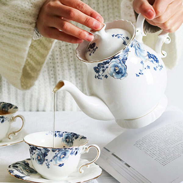 TSB11BB005 8 Floral Tea Set Porcelain Teapot Set with Stand
