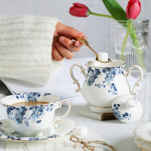 TSB11BB005 d3 Flowers English Tea Set with Holder China Coffee Set