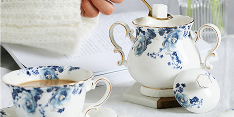 TSB11BB005 ddd3 Floral Tea Set Porcelain Teapot Set with Stand