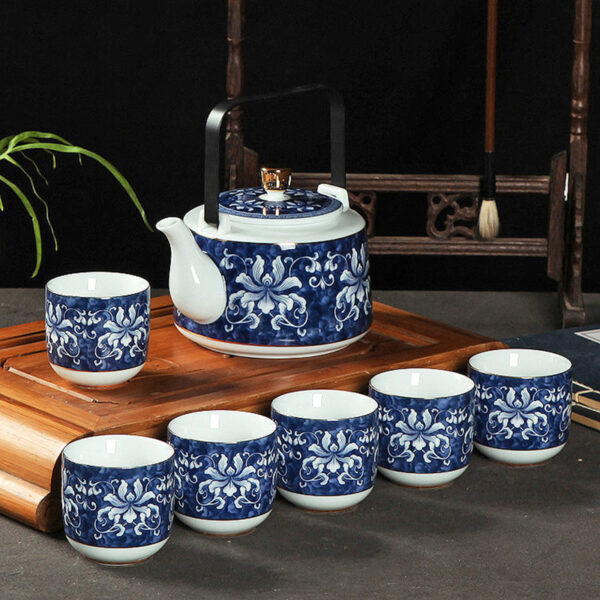 TSB11BB006 F 7-Piece Chinese Blue White Teapot Set Porcelain