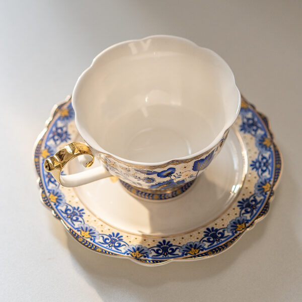 TSB11BB009 2 Vintage Tea Cup and Saucer Set Porcelain Blue White