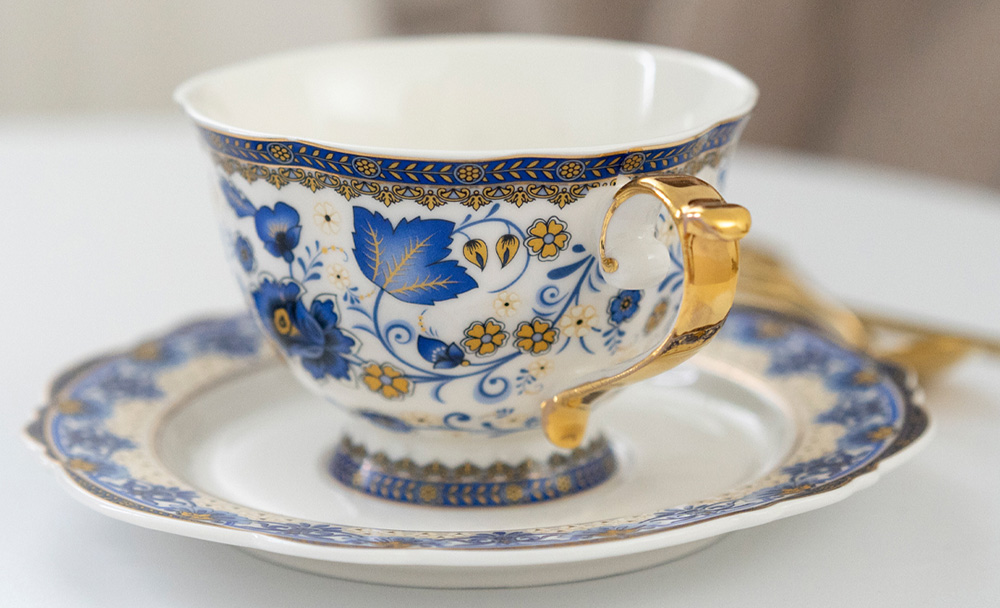 TSB11BB009 D1 Vintage Blue White Cup and Saucer Porcelain