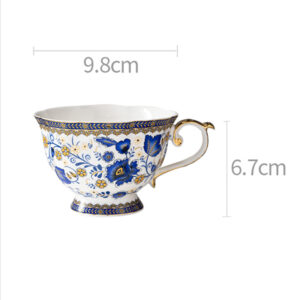 TSB11BB009 D2 Vintage Tea Cup and Saucer Set Porcelain Blue White