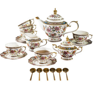 TSB11BB010 VBB 4 Floral Afternoon Tea Set Bone China Teapot Set