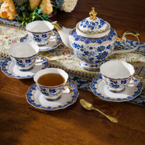TSB11BB010 VVV2 Blue White Coffee Set Bone China English Tea Set