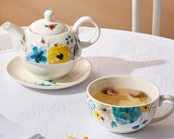 TSB11BB011 8 Flower Tea Set for One Porcelain