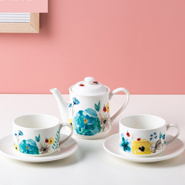 TSB11BB012 F 5-Piece Flowers Porcelain Teapot Set Modern