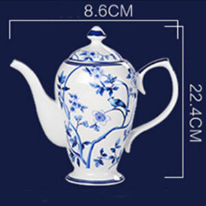 TSB12BB003 D8 Peacock Blue White Coffee and Tea Set for Afternoon