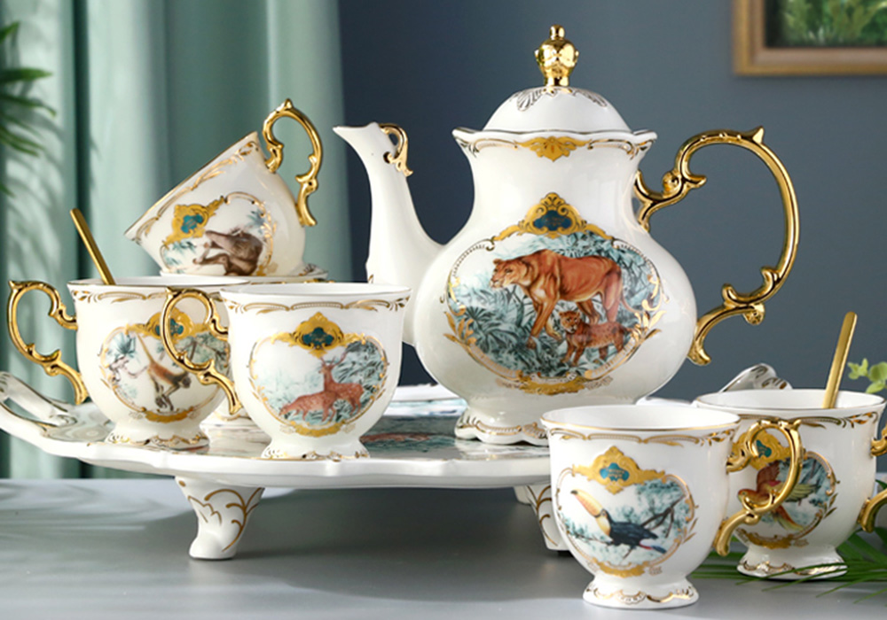 TSB12BB005 d1 Jungle English Tea Set with Tray Porcelain Teapot Set