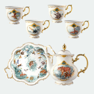 TSB12BB005 d2 Jungle English Tea Set with Tray Porcelain Teapot Set