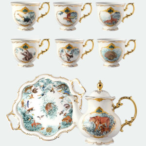 TSB12BB005 d3 Jungle English Tea Set with Tray Porcelain Teapot Set