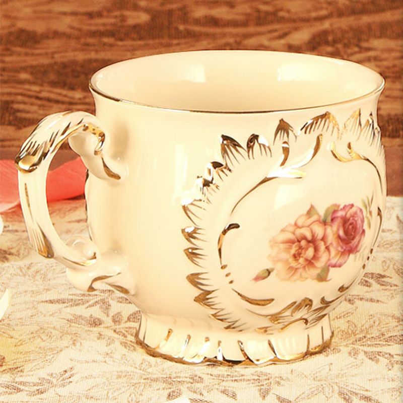 YOLIFE Pink Rose Ceramic Tea Pot, Ivory Vintage