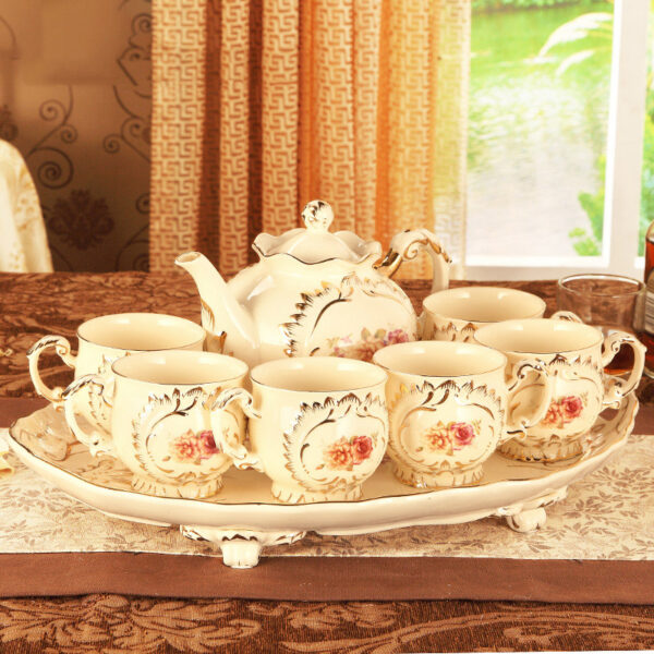 TSB12BB023 F Vintage English Tea Set Porcelain Luxury Teapot Set