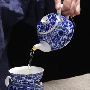 TSB13BB001 d1 Flowers Blue and White Porcelain Chinese Gongfu Tea Set
