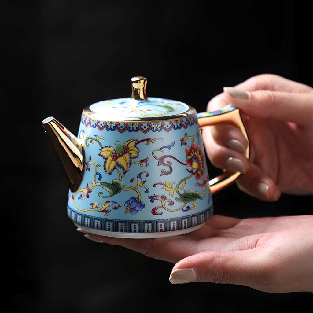 Enamel Chinese Tea Set with Tray Porcelain - Teasetbox.com