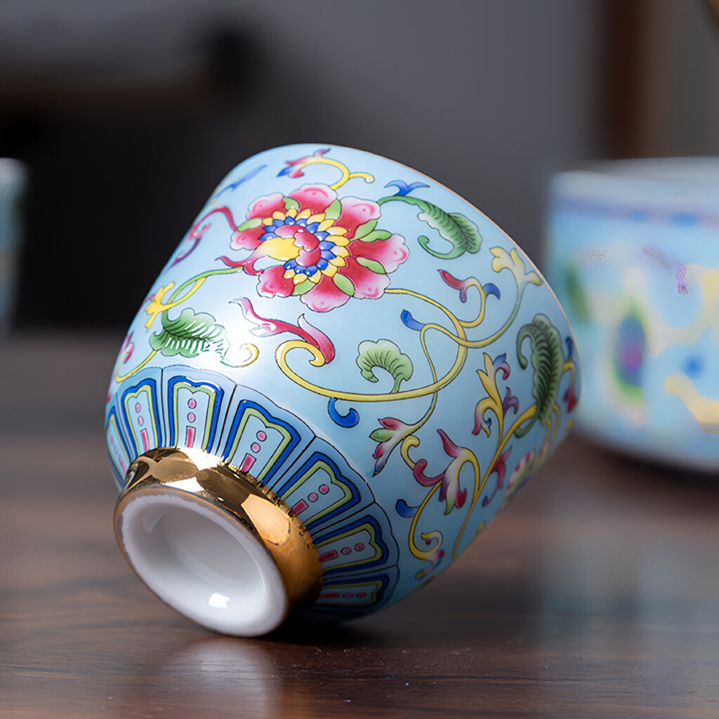 Enamel Chinese Tea Set with Tray Porcelain - Teasetbox.com