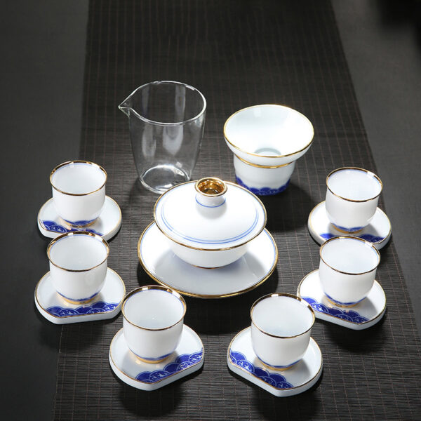 TSB13BB004 f Ocean White Porcelain Chinese Gongfu Tea Set