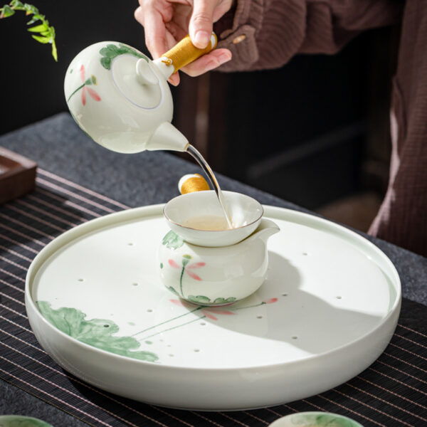 TSB13BB005 1 Lotus Japanese Porcelain Tea Set with Tray
