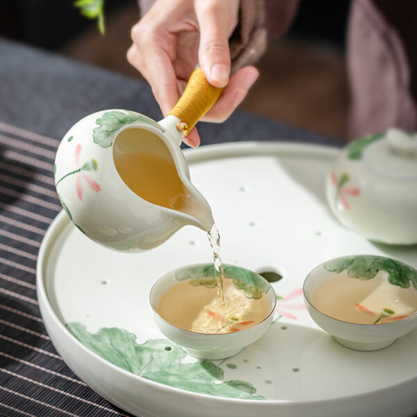 TSB13BB005 2 Lotus Japanese Porcelain Tea Set with Tray