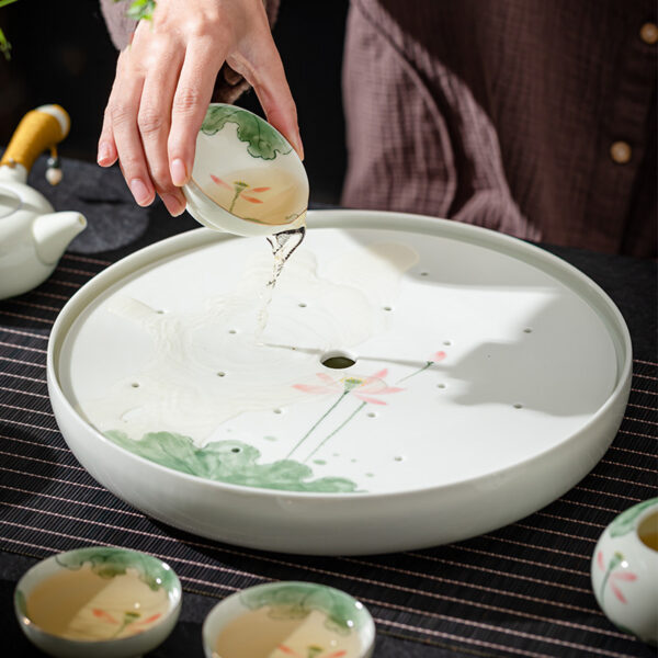 TSB13BB005 3 Lotus Japanese Porcelain Tea Set with Tray