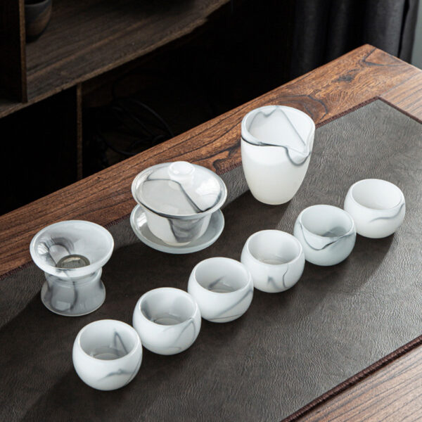 TSB13BB008 2 Upscale White Ceramic Chinese Gongfu Tea Set
