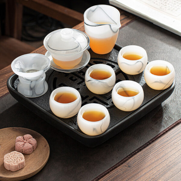 TSB13BB008 5 Upscale Liuli Glass Chinese Gongfu Tea Set
