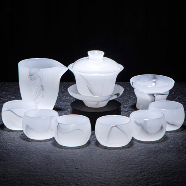 TSB13BB008 F Upscale Liuli Glass Chinese Gongfu Tea Set