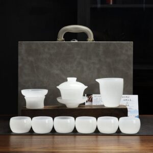 TSB13BB008 VC1 Upscale Chinese Gaiwan Tea Set Liuli Glass