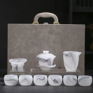 TSB13BB008 VC2 Upscale Chinese Gaiwan Tea Set Liuli Glass