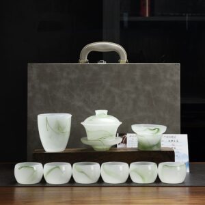 TSB13BB008 VC3 Upscale Chinese Gaiwan Tea Set Liuli Glass