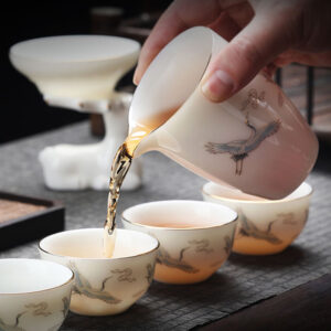 TSB13BB009 5 Crane Chinese Gaiwan Tea Set for Gongfu Cha