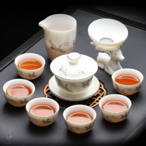 TSB13BB009 VV1 Crane Chinese Porcelain Tea Set for Gongfu Cha