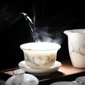 TSB13BB009 d1 Crane Chinese Gaiwan Tea Set for Gongfu Cha