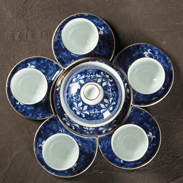 TSB13BB011 5 Blue and White Chinese Gongfu Tea Set with Gaiwan