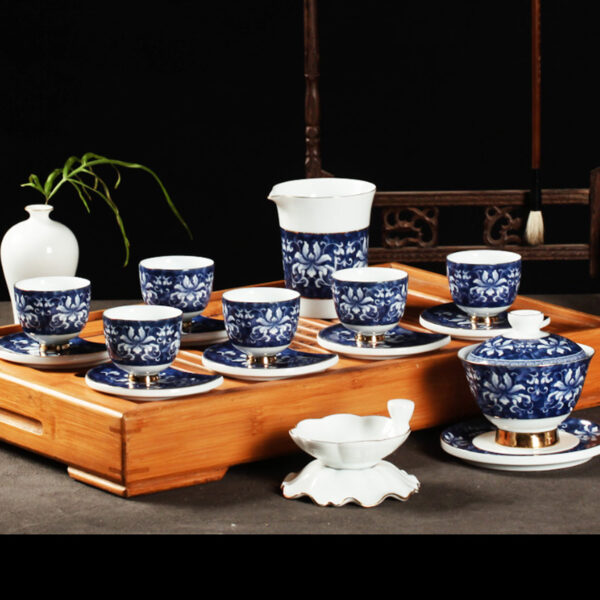 TSB13BB011 f Blue and White Chinese Gongfu Tea Set with Gaiwan
